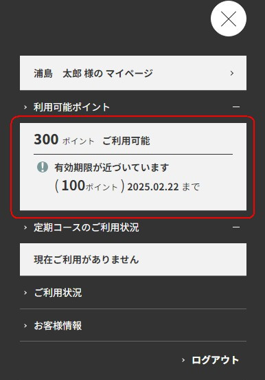 ポイントの確認について